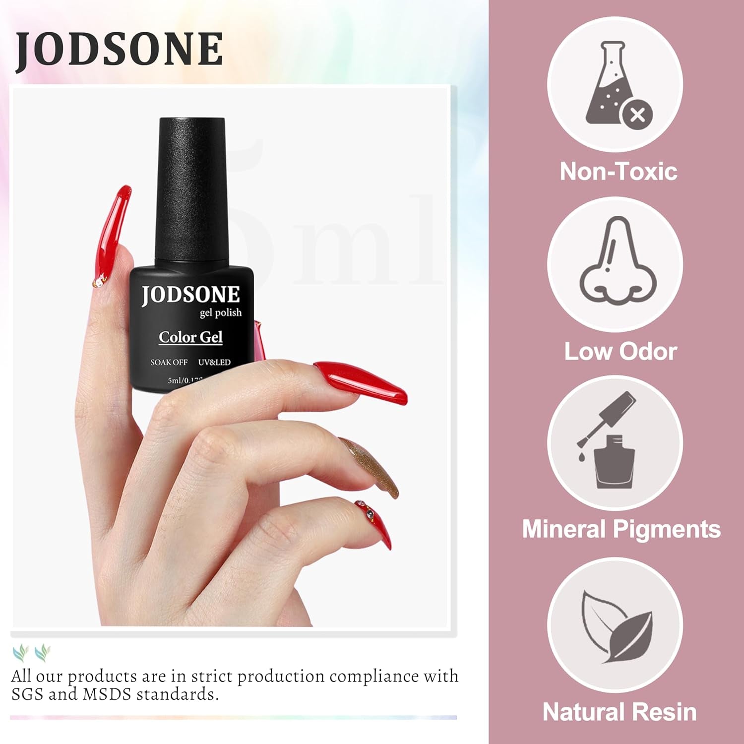 JODSONE 36-Teiliges Gel-Nagellack-Set, 32 Farben, Gel-Nagellack-Set, Basislack, Glänzend, Matt Und Glitzernder Decklack, Nagellack-Set, Grün, Blau, Rot, Rosa, Kollektion, Geschenke Für Frauen