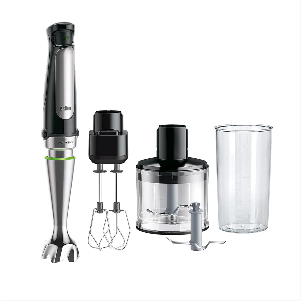 Braun Household Hogar Multiquick 7 Mixer, Spritzschutz, Spülmaschinenfest, Bpa-Frei, 600 Ml, Zerkleinerer 500 Ml, Eisklinge, MQ 7035XBI, 1000 W, Schwarz, MQ7035XBI Kitchen Naty Shop 4 Zubehörte 7 | 3 tilbehør