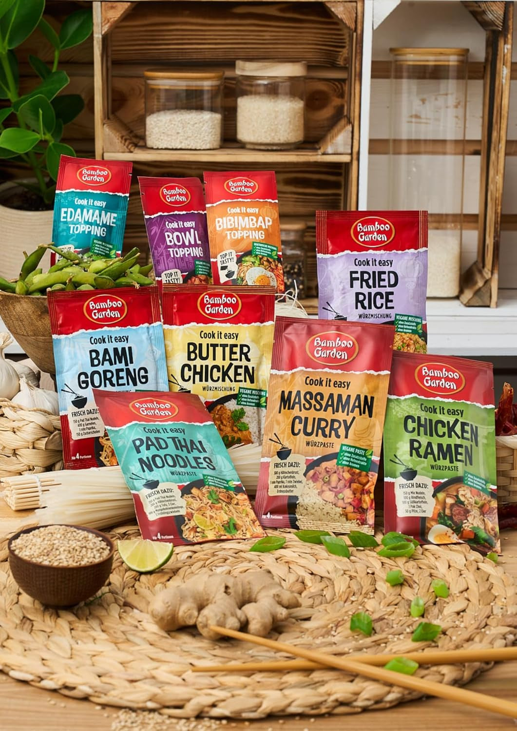 Bamboo Garden - Fried Rice Würzmischung | Gewürz für gebratenen Reis | Til 4 portioner | Vegan, ohne Hefeextrakte, ohne Aromen | 25 g i pose