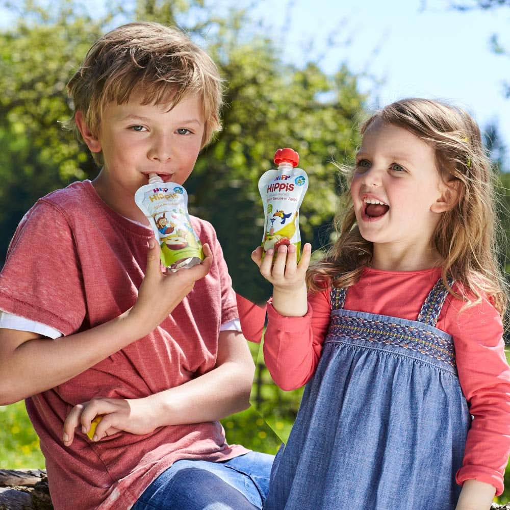 Hipp Super-Hippis-presseposer, granatæble-acerola i æble-hindbær, 100% økologisk frugt uden tilsat sukker, 6 poser á 100 g Mother and Child Naty Shop