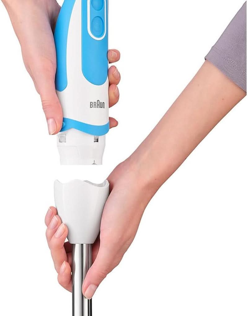 Braun Stabmixer MQ 5260WHBL Stabmixer – Multiquick 5 Vario Pürierstab Mit Edelstahl Mixfuß Und Spiralschneider, 1000 Watt, Inkl. Umfangreiches Zubehör-Set, Weiß/Blau Mother and Child Naty Shop