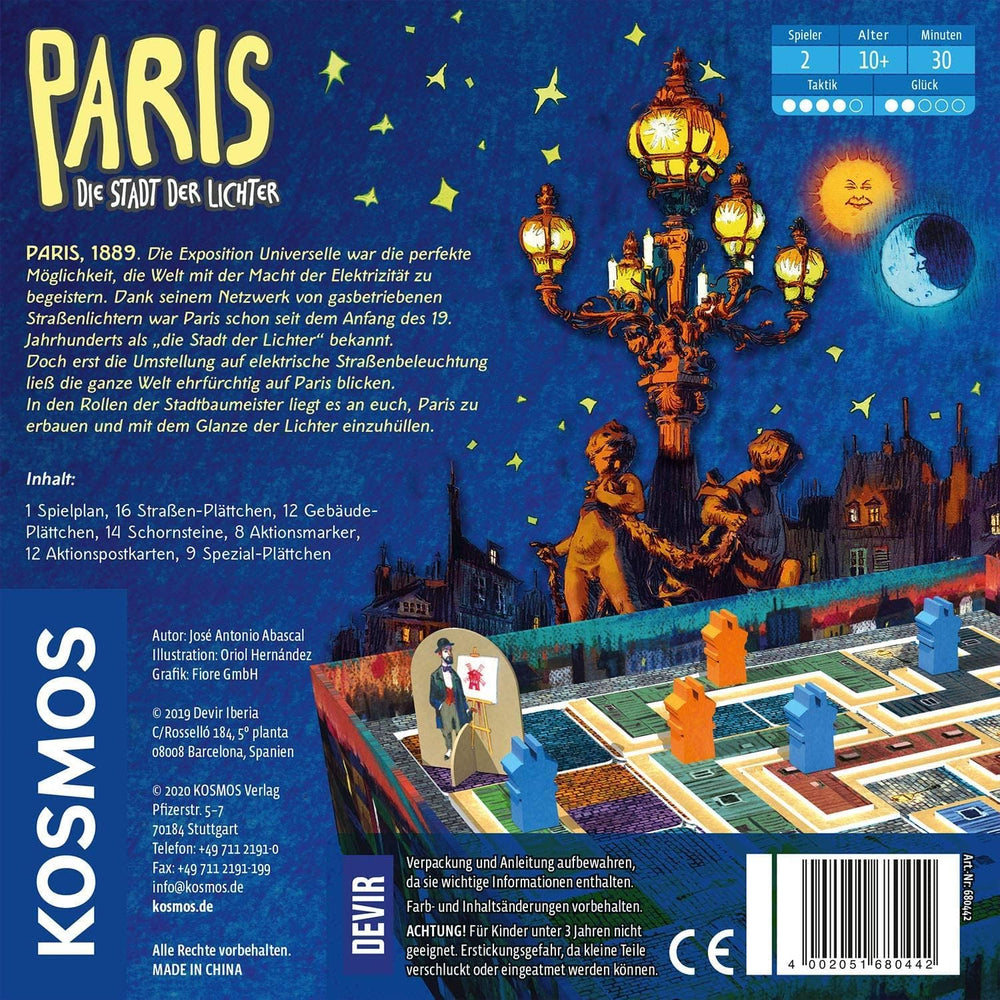 KOSMOS 680442 Paris - City of Lights Duel for de bedste byggepladser 2-spiller strategispil med enkle regler 2-spiller spil 10 år og opefter