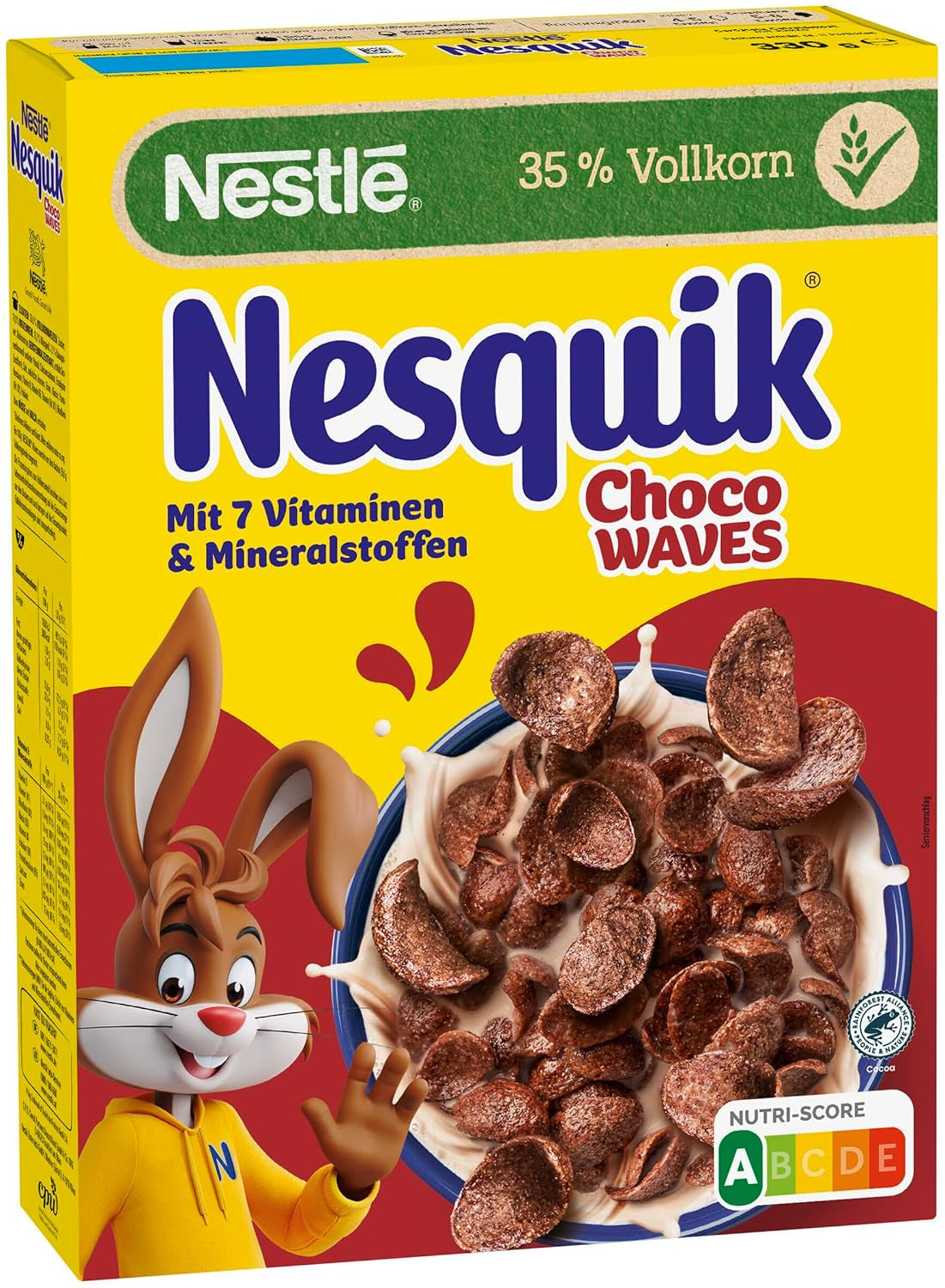 Nestlé Choco Waves, sprød bølgeformet chokolademorgenmad (33 % fuldkornsindhold), 1 pakke (1 x 330 g)
