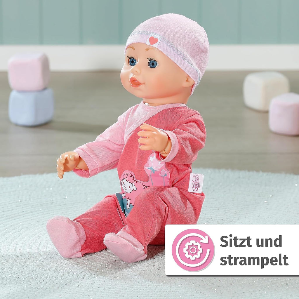 Baby Annabell Emily Run With Me 43cm, păpușă care se târăște și merge, cu funcție de sunet, rochiță și pălărie roz, 710623 Zapf Creation Papusi Naty Shop