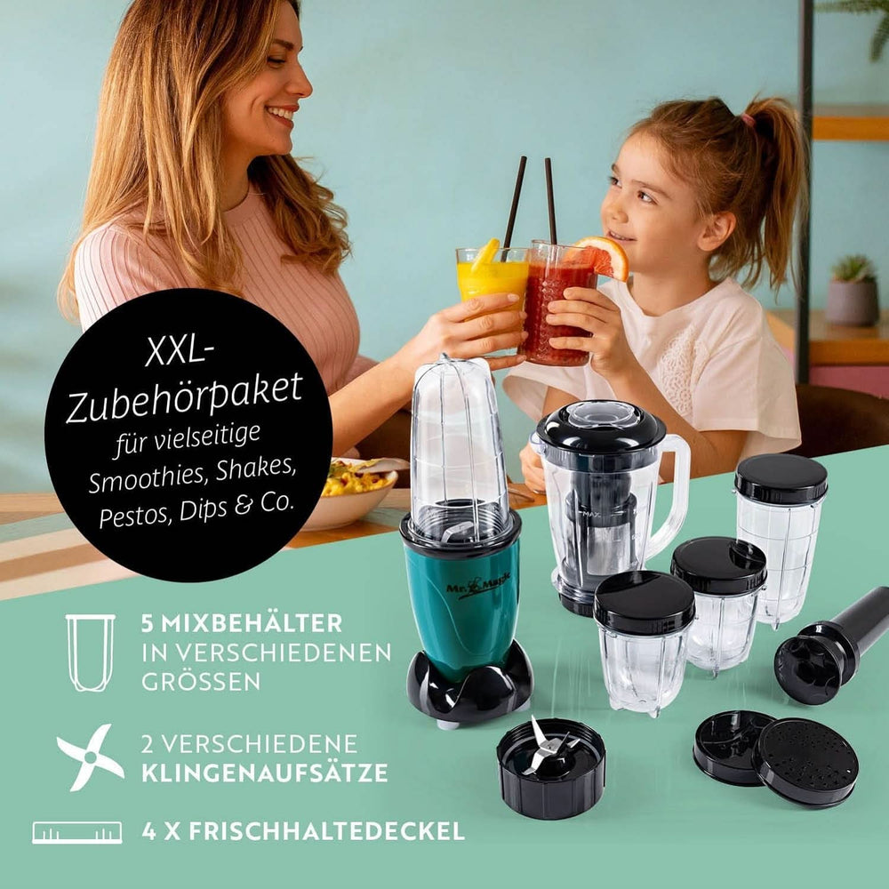 Gourmetmaxx Mr Magic Blender, Smoothie Maker med Xxl Naty Shop tilbehørspakke