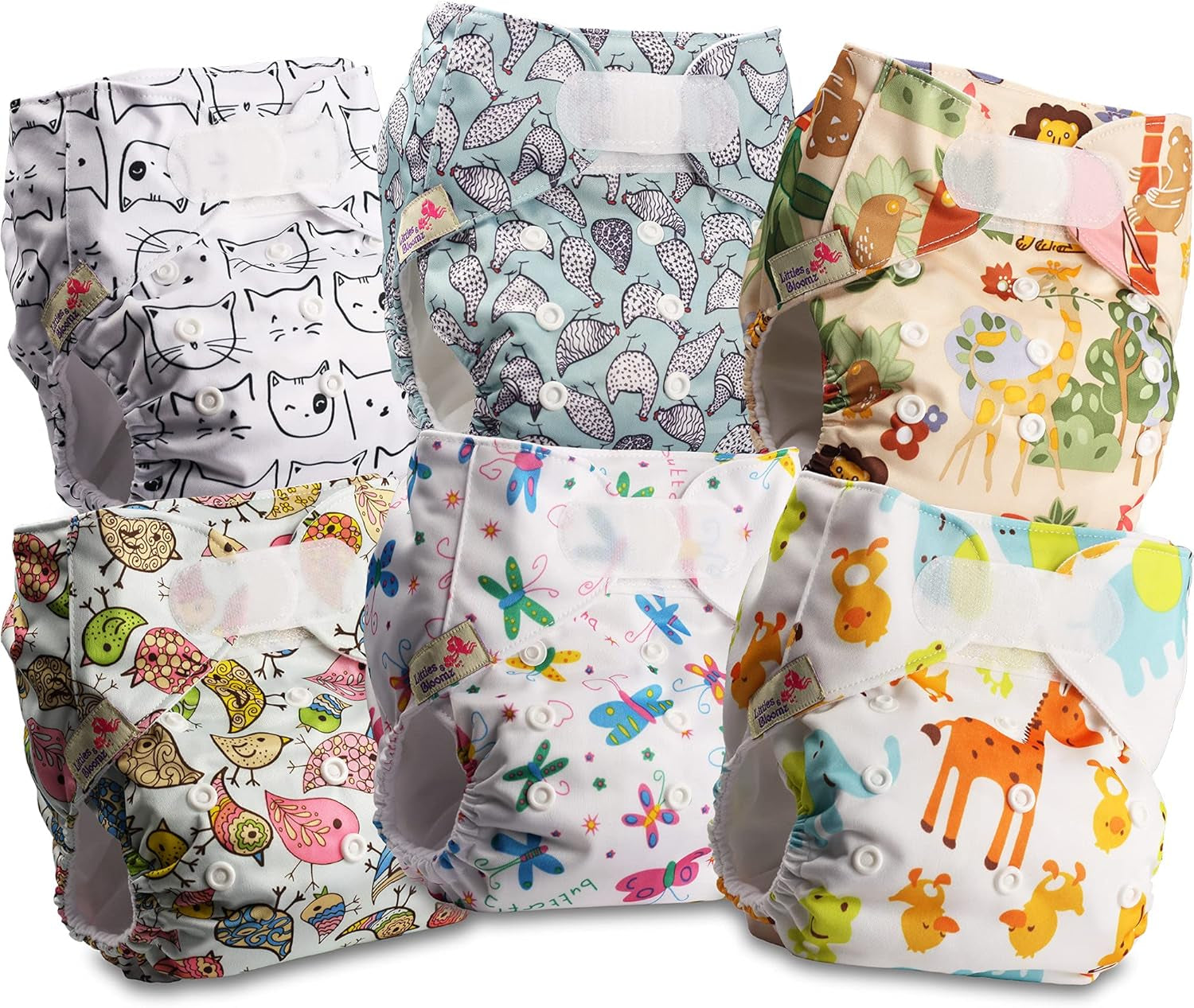 Littles og Bloomz genanvendelig ble FLV2-0602, standard krog og løkke lukning, 6 bleer