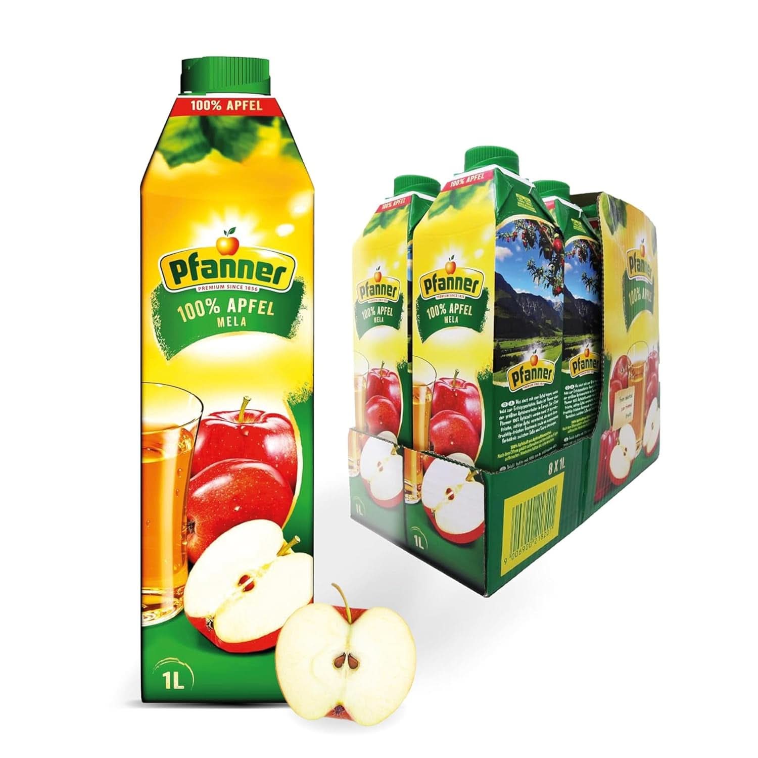 Pfanner Jordbærfrugtnektar (8 X 1 liter) - 30 % frugtindhold - Jordbærdrik