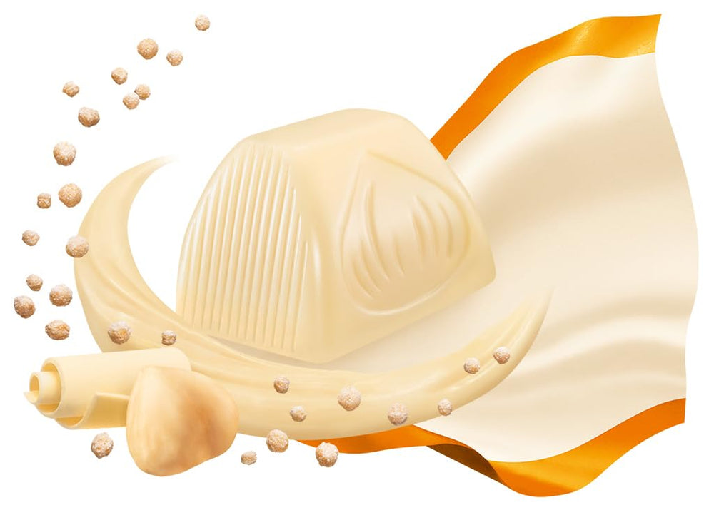 Ferrero Küsschen White Crispy - Valentinsdagsgave til ham og hende - Sprøde ristede hasselnødder i let creme med sprøde chips, dækket af hvid chokolade, 1 pakke med 20 individuelle praliner