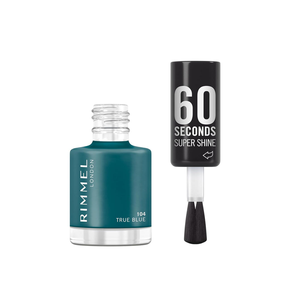 Rimmel 60 Seconds Super Shine Neglelak, Hurtigtørrende, Levende Farve, Langvarig, 8ml, 104 True Blue