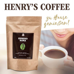 Henry's Espresso Roma 1000g - prăjire ușoară - corp plin - aciditate scăzută - calitate rafinată - boabe de cafea direct de la fermier