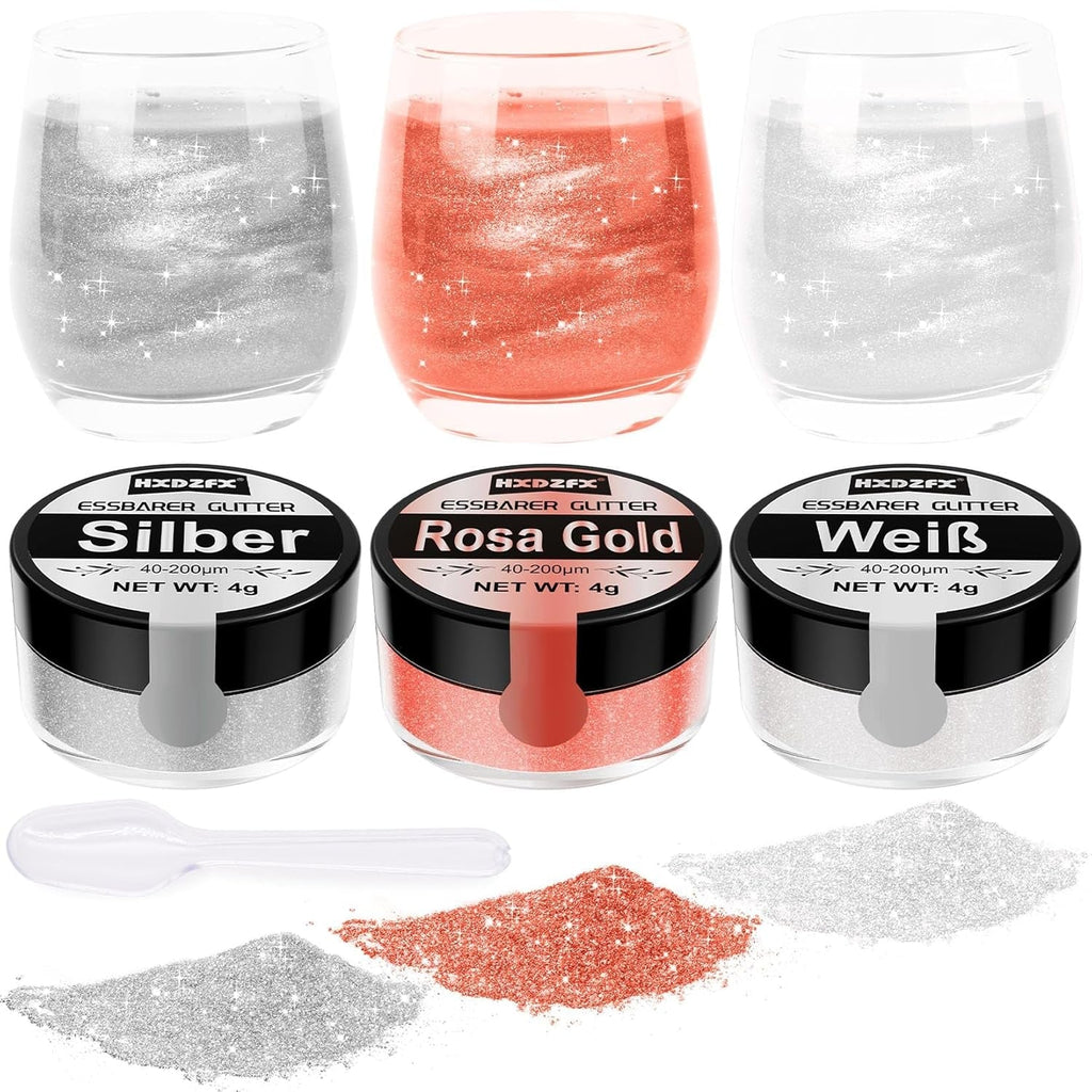 Essbarer Glitzer Für Getränke - Lebensmittelfarbe Pulver, Schimmerndes Glitzerpulver, Lebensmittel Glitzerpuder Für Schokolade, Kuchen, Fondant, Drinks - 8G (Frucht Grün) Naty Shop Silber Weiß Rose Gold