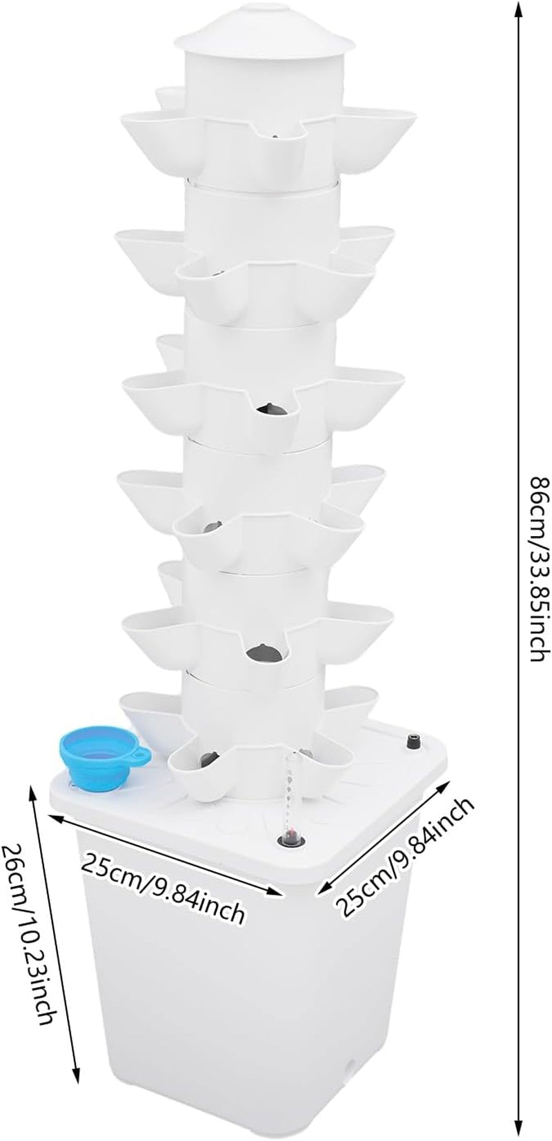 30 kapsler Hydroponic Tower, Hydroponic Grow System til haven, Aeroponic Grow Kit med 10L vandtank og hydreringspumpe, Vertical Aeroponic Grow Kit til urter, frugter, grøntsager