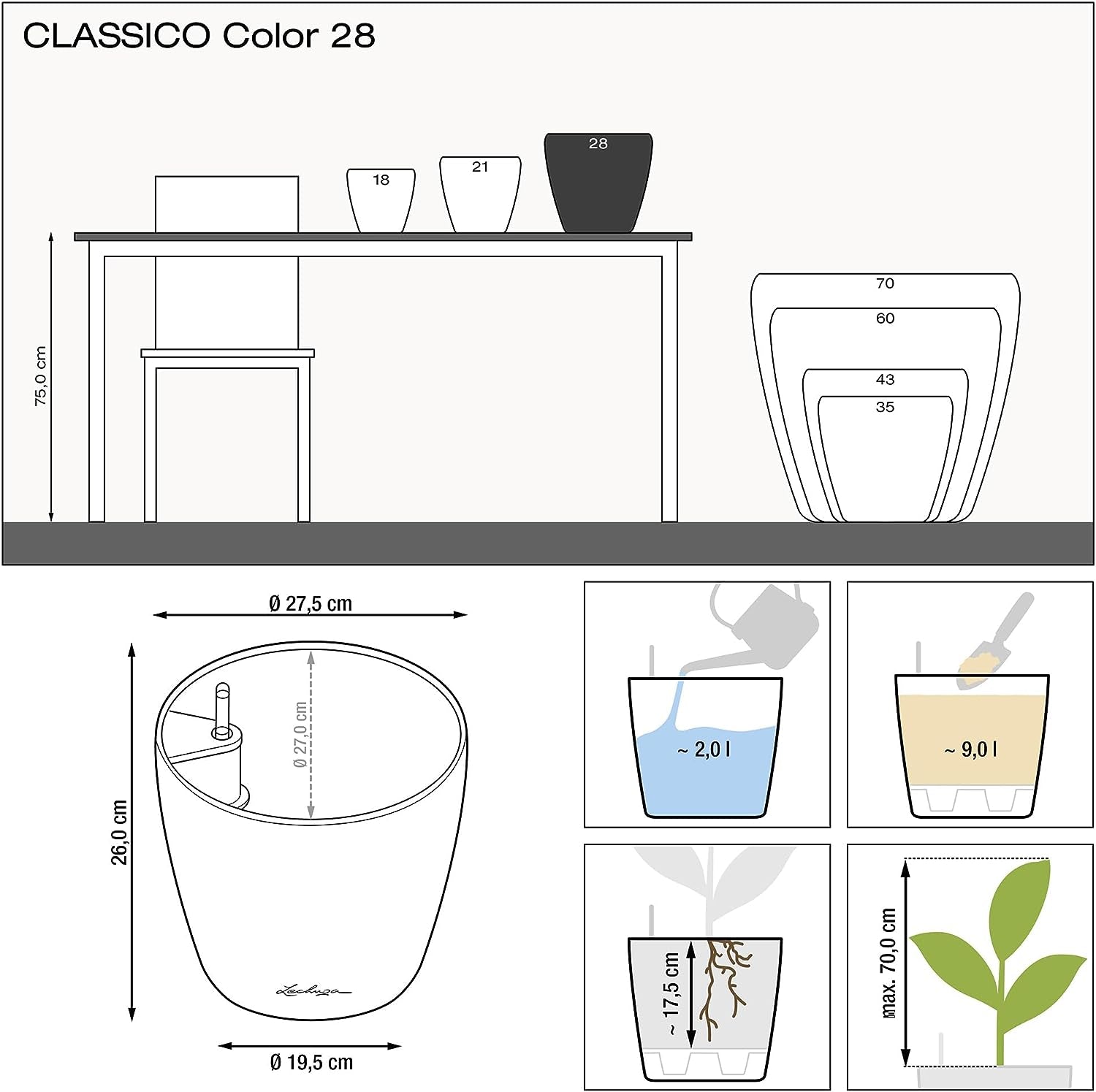 LECHUZA CLASSICO Culoare 28 gri ardezie 13204