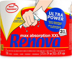 Rulouri de bucătărie Renova Renova Ultrapower | 24 rulouri XXL = 60 rulouri standard | 3 straturi ultra-absorbante și cu rezistență maximă | Hârtie certificată Fsc