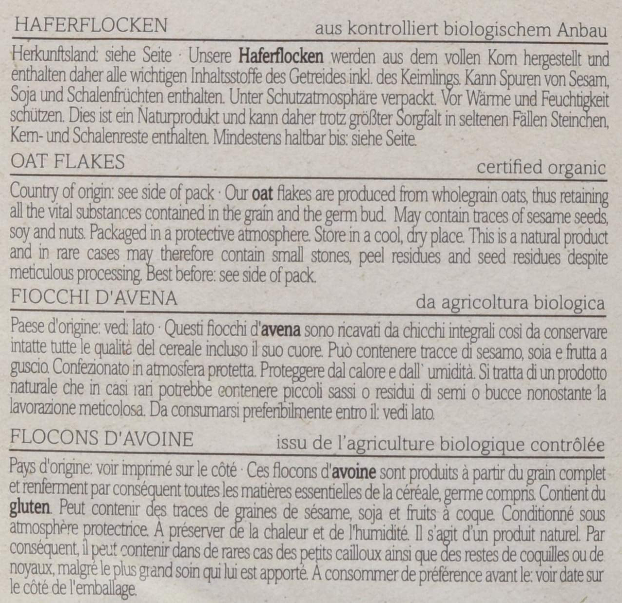 Verival økologisk havregryn, pakke med 6 (6 x 500 g)