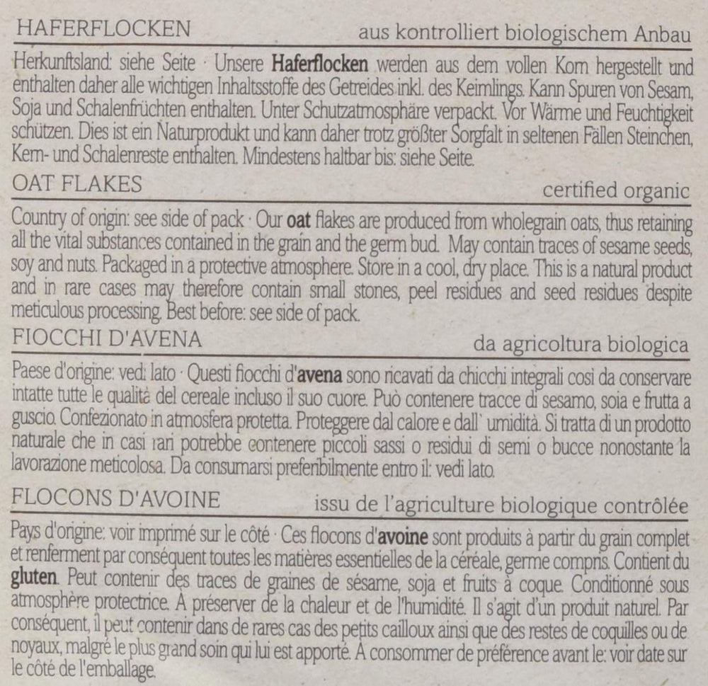 Verival økologisk havregryn, pakke med 6 (6 x 500 g)