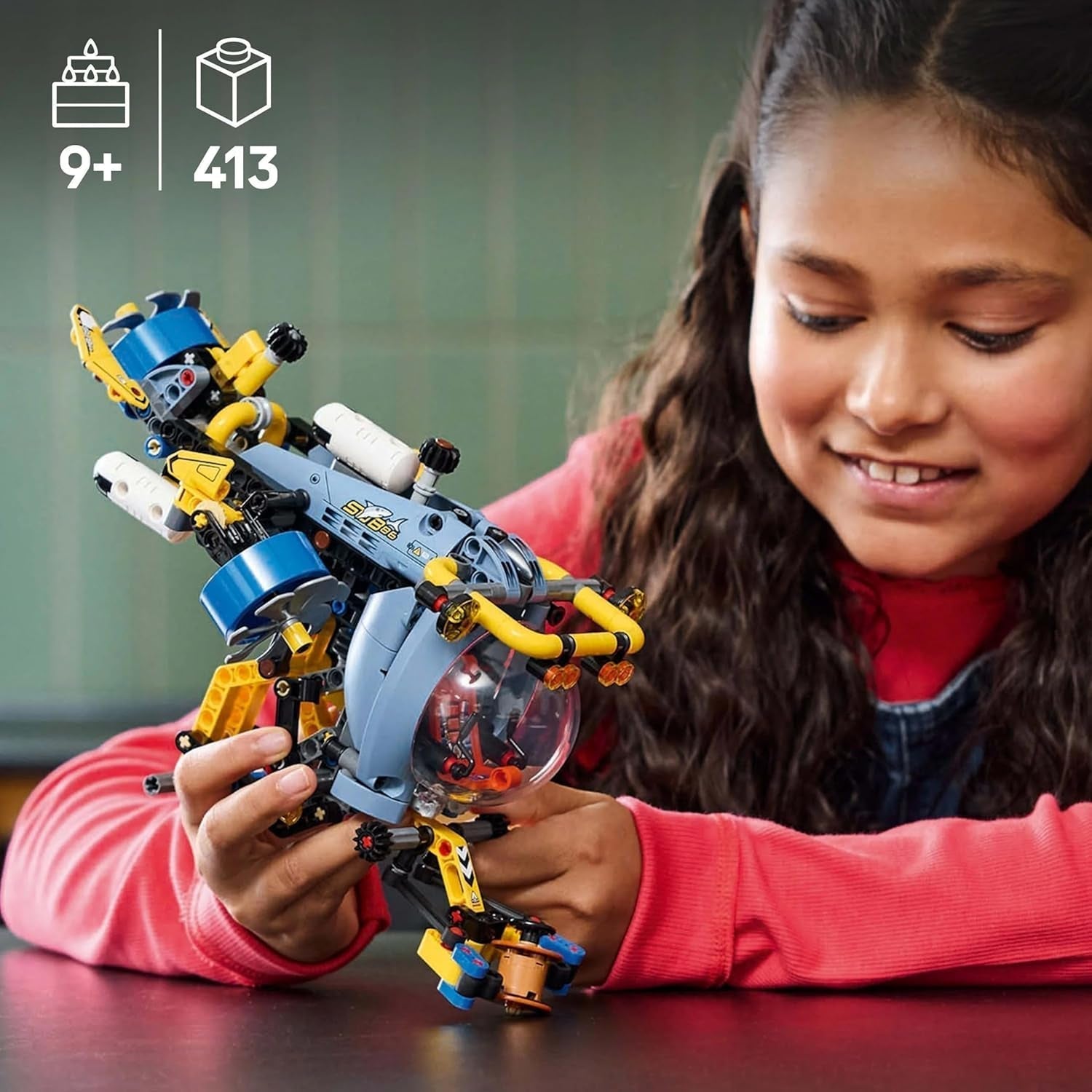 LEGO Technic Deep Sea Explorer Ubådsbyggelegetøj til børn 9 år gamle drenge og piger Kreative fødselsdagsgaveideer Byggebart køretøj med roterende propeller 42201 Byggesæt Besuche den LEGO-Store