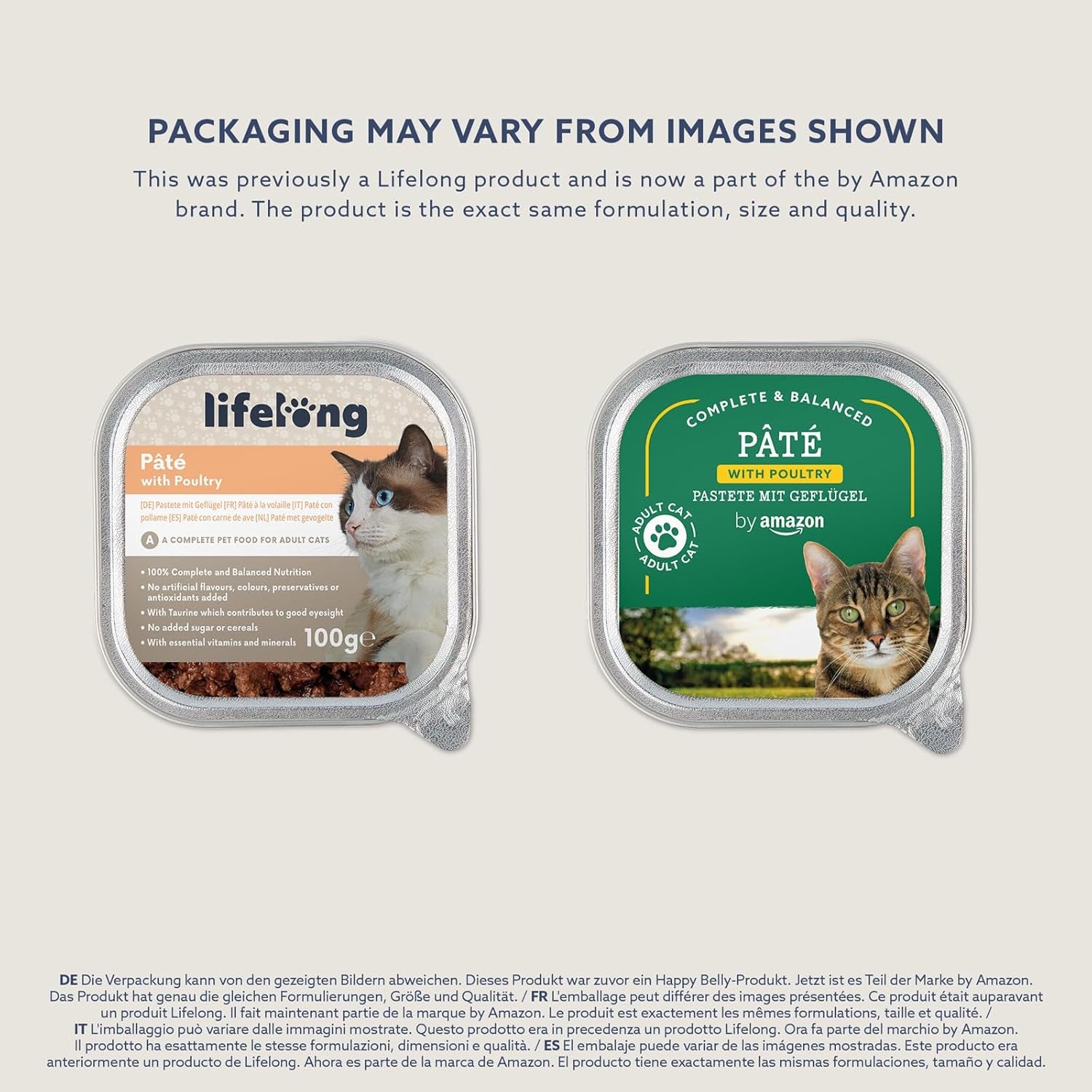 Lifelong by Amazon Katzenfutter, nass, Pastete mit Geflügel, 100 g, 16 Stück