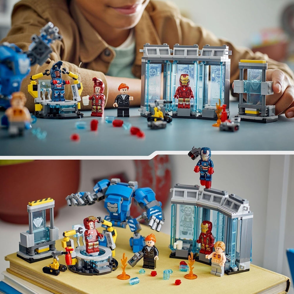 LEGO Marvel Iron Man's Laboratory: Hall of Armor - Superheltelegetøj med en mek-figur, 5 minifigurer inklusive Aldrich Killian - Avengers-gave til drenge og piger i alderen 8+ 76315 Byggesæt Beuche den LEGO-Store