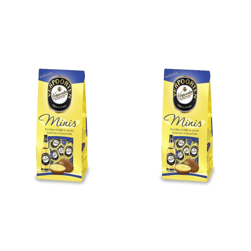 RCP Verpoorten Minis, æggesnapstrøfler, alpin mælkechokolade, flydende fyld, indeholder alkohol, fantastisk gave, 110 g (pakke med 2)