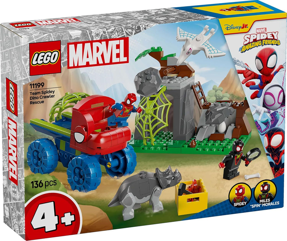 LEGO Marvel Spideys team på en redningsmission i Dino Truck Building Legetøjsvogn til superhelte Adventuresæt til børn 4+ Spidey og hans supervenner 11199 byggesæt Besuche den LEGO-Store