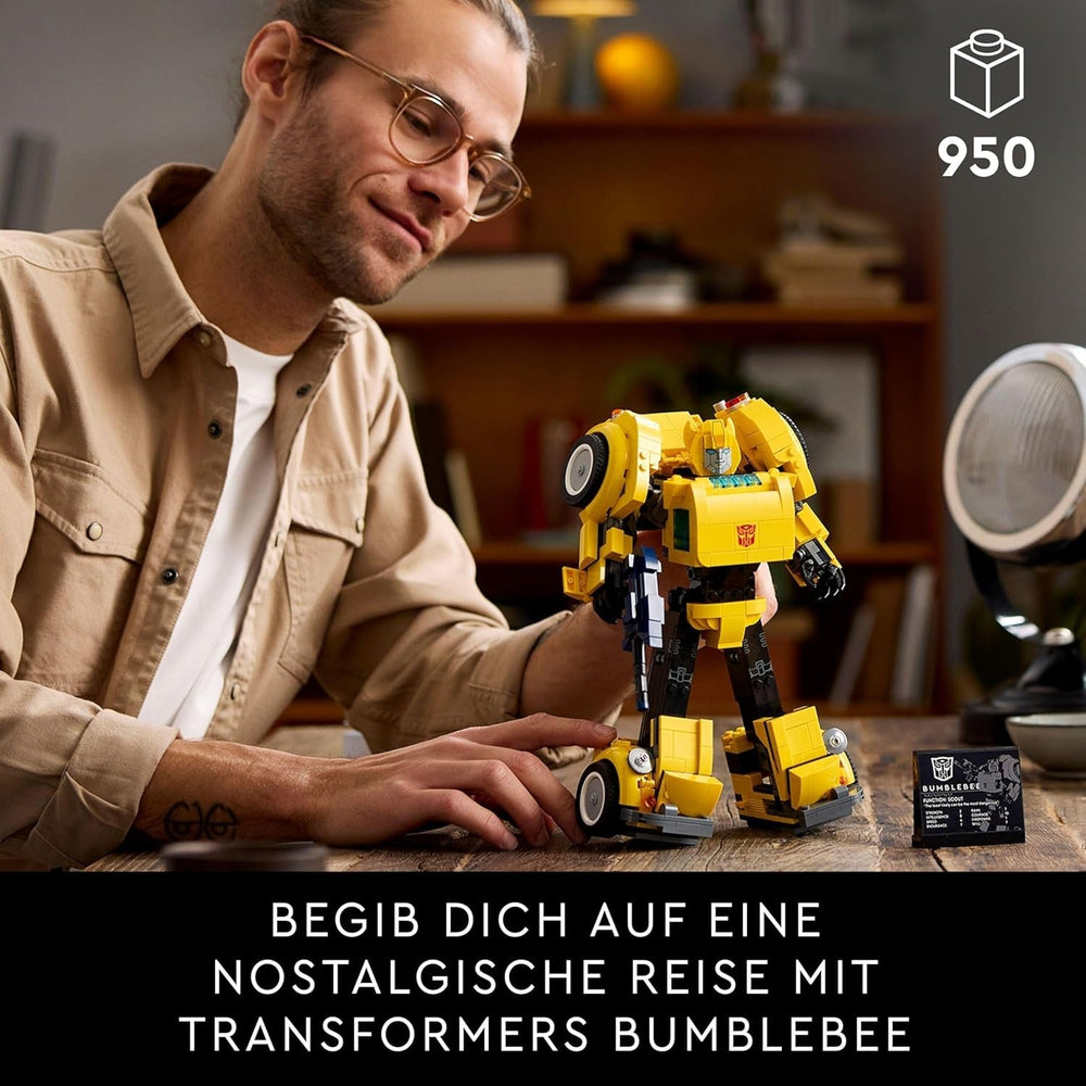 LEGO Icons Transformers Bumblebee, voksen samleobjekt robot actionfigur, filmbyggesæt til science fiction fans, kan forvandles til en bil, eventyrlegetøj 10338 byggesæt Besuche den LEGO-Store