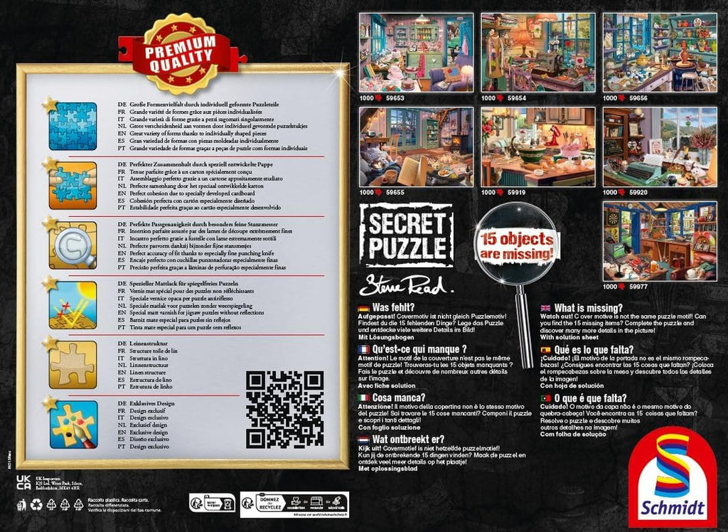 Schmidt Spiele 59920 La birou, 1000 piese Puzzle secret Puzzle Naty Shop