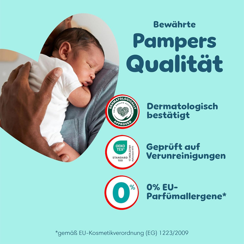 Pampers Premium Protection Pants Größe 6, 78 Windeln, 13kg-19kg, Mit 360° Fitform, 2x breiteren Bundchen as vorher for Komfort & Schutz + 10 Stück Pampers Aqua Baby-Weuchttücher enthalten