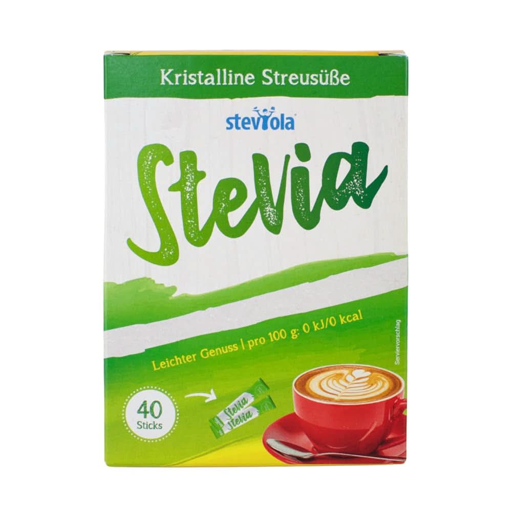 Steviola | Stevia sødemiddel | Sødemiddel uden kalorier, 300 gram Sødestoffer Naty Shop Stevia Sticks, 40 x 2 gram