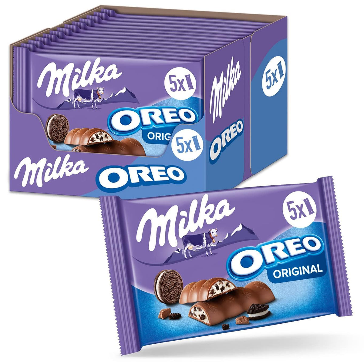 Milka & OREO barer – Alpine mælkechokolade med sprøde stykker af OREO kiks i mælkecreme – 13 x 185g