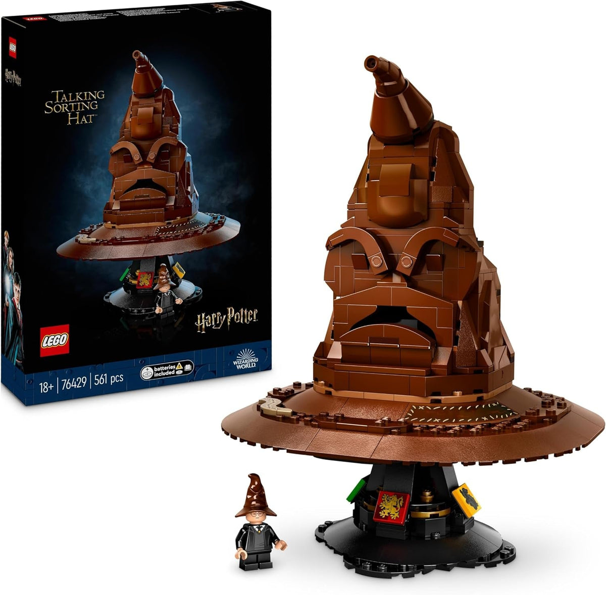 LEGO Harry Potter Talking Hat Hogwarts Model til Voksne Filmgave til Kvinder Mænd Mor Far 31 Tilfældige lydkombinationer Sorterer dig ind i dit Hogwarts-hus 76429 Byggesæt Besuche den LEGO-Store Single