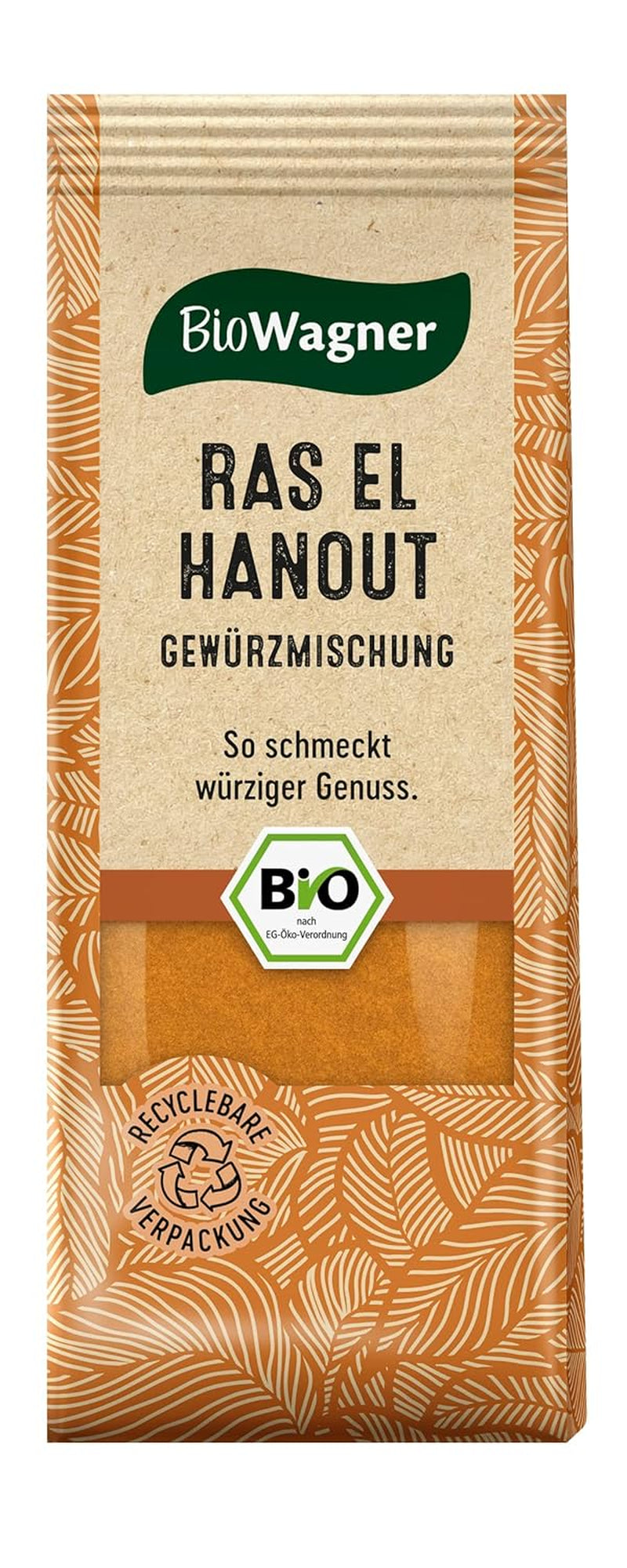 BioWagner - Bio Ras el Hanout, Gewürzmischung für orientalische und arabische Gerichte, ideel til Couscous, Tajine eller Hummus, naturbelagte Bio-Zutaten, genanvendelig Verpackung, 50 g