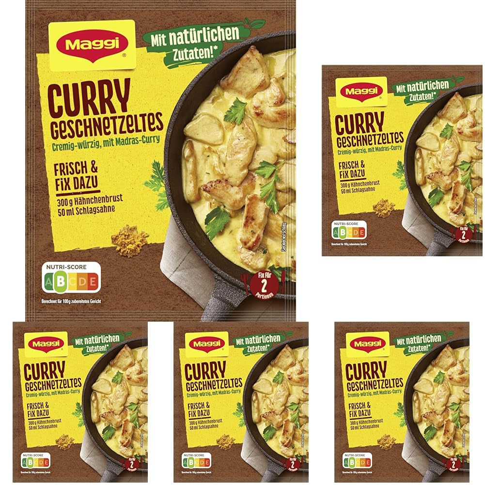 MAGGI Fix für Curry Geschnetzeltes, Würzmischung, mit natürliche Ingredient*, for 2 Portions, 1er Pack (1 x 41g)
