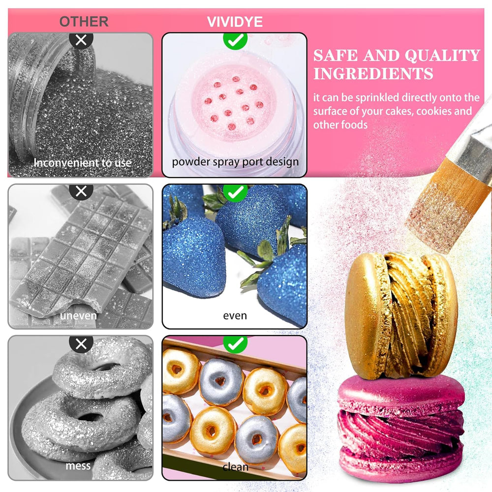 Spiselig glitter, pudder, forskellige farver, 30 gram Naty Shop