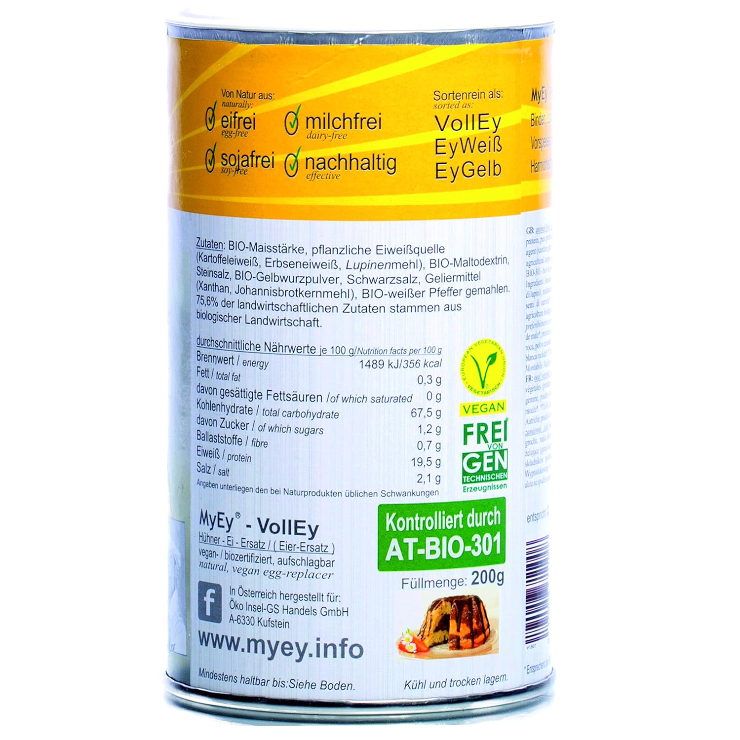 MyEy VolLey Ei Ersatz 200g - Vegansk pulver til madlavning og bagning