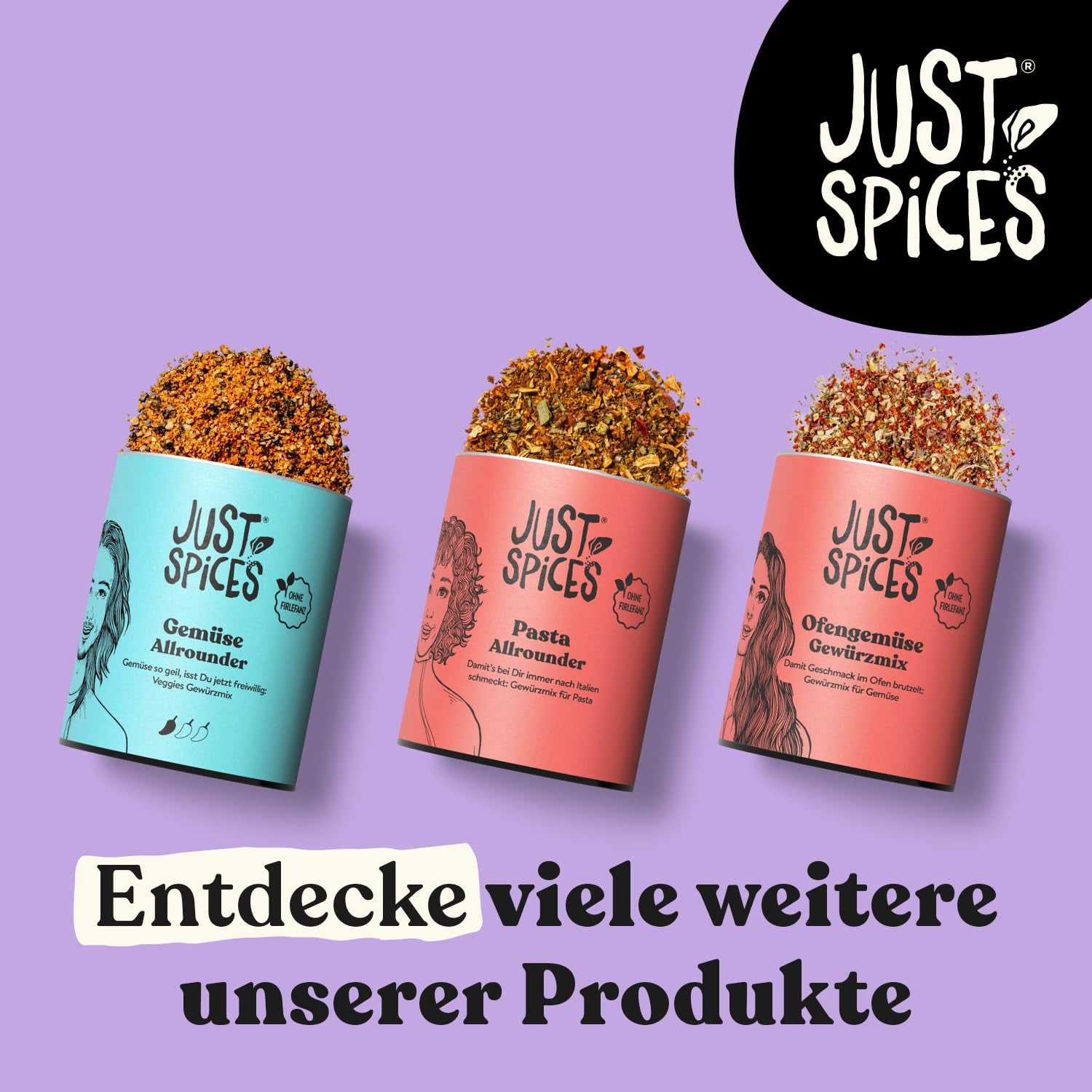 Just Spices Gemüse Allrounder I Jedes Gemüse af Aubergine bis Zucchini lecker würzen I Gewürzdose, 75 g