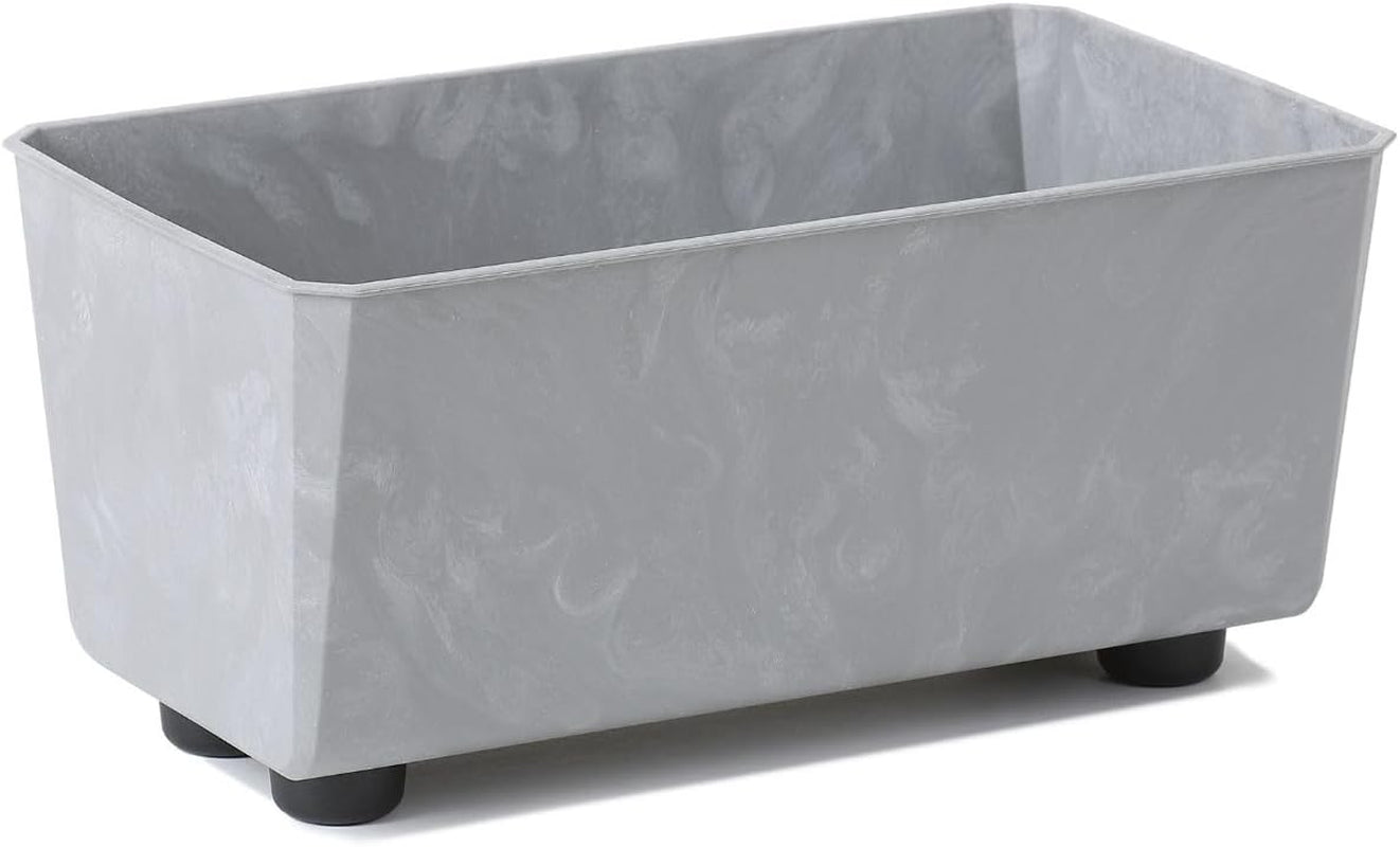 Jardinieră dreptunghiulară LAMELA cu picioare elegante – Ghiveci gri cu aspect de beton, fabricat din plastic robust, 37x17 cm, 6L – Rezistent la intemperii și ușor de curățat – Pentru interior și exterior
