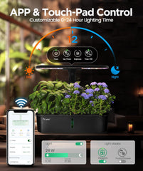 LPH-Air Hydroponic Grow Systems Kits WiFi Styret af App 24W Smart Indoor Garden Grow Light Full Spectrum 10 Kapsler Plantekasse Indendørs Havearbejde Gavesæt