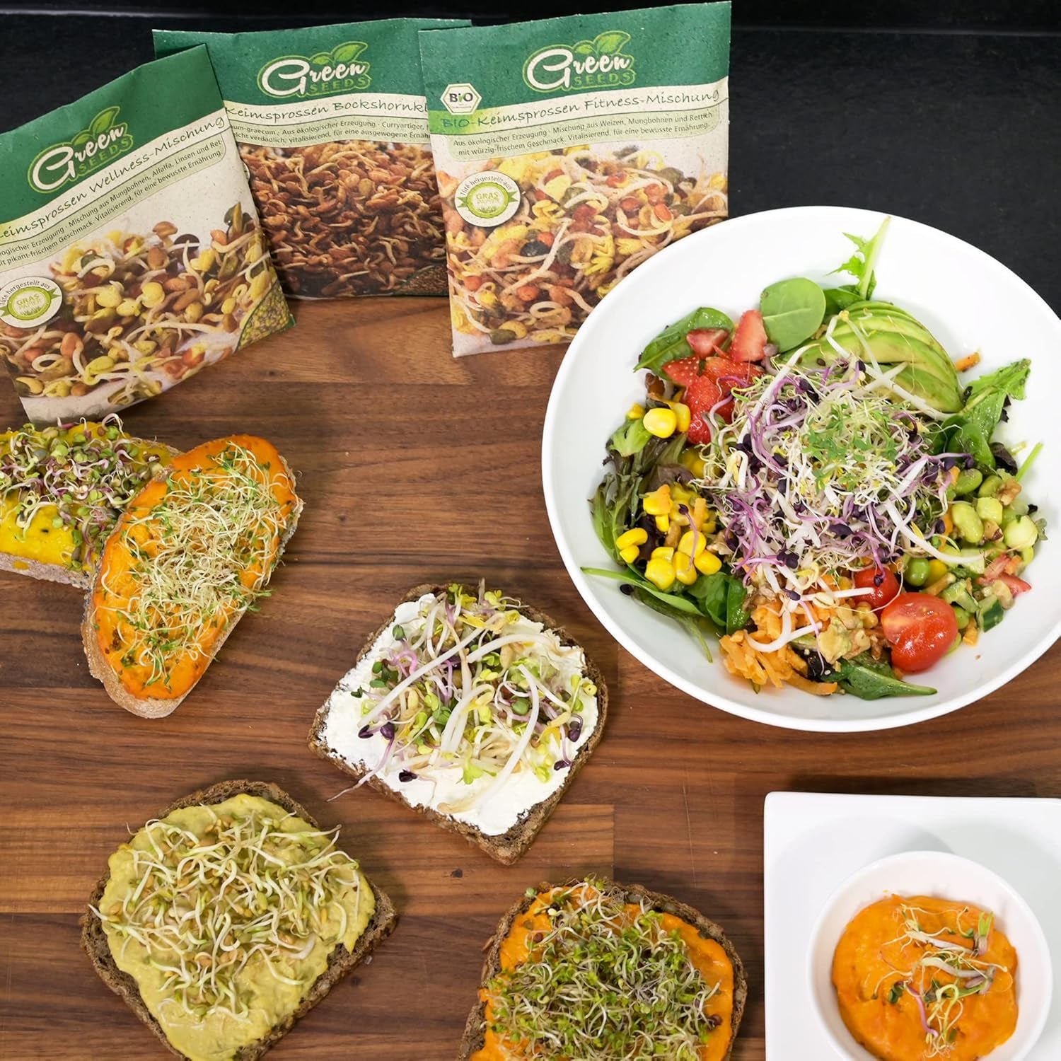 [Originalt startsæt med spirekrukke + karsefilter | 1000 ml med højkvalitets rustfrit stål Mesh Cover Stand Keramisk bakke + ABC til spiring [Printversion] Frøplantebakke med spiringskrukke