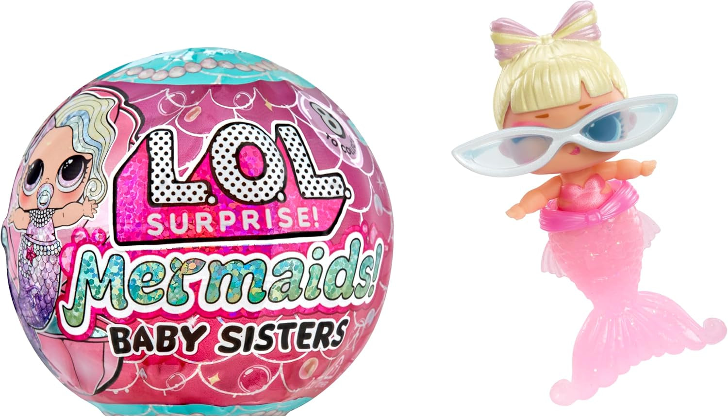 L.O.L. Surpriză! Mermaids Baby Sisters - Cu cozi care își schimbă culoarea, Selecție surpriză, Conține 1 păpușă cu accesorii drăguțe, Colecționează toate cele 8 păpuși, Pentru copii cu vârsta de 4 ani și peste Papusi Naty Shop Titlu implicit