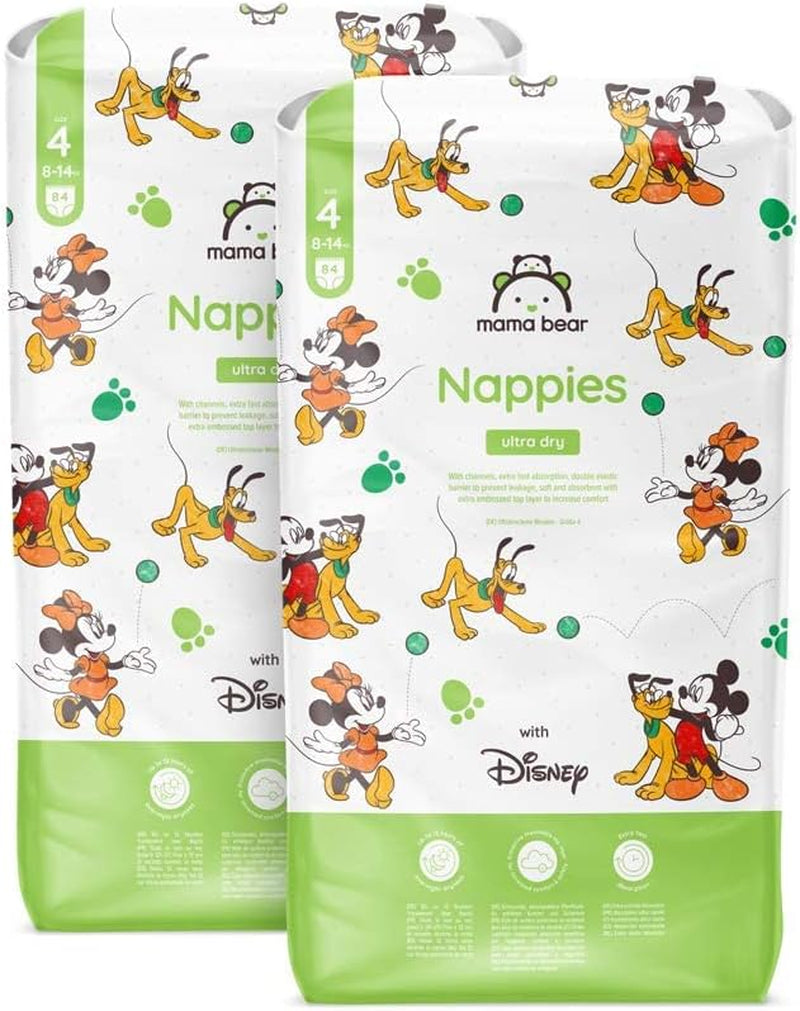 Amazon-mærke: Mama Bear Disney Ultra Dry Bleer, Størrelse 3 (4-9 kg) - Månedlig æske, hvid, 172 Antal (2 pakker af 86)