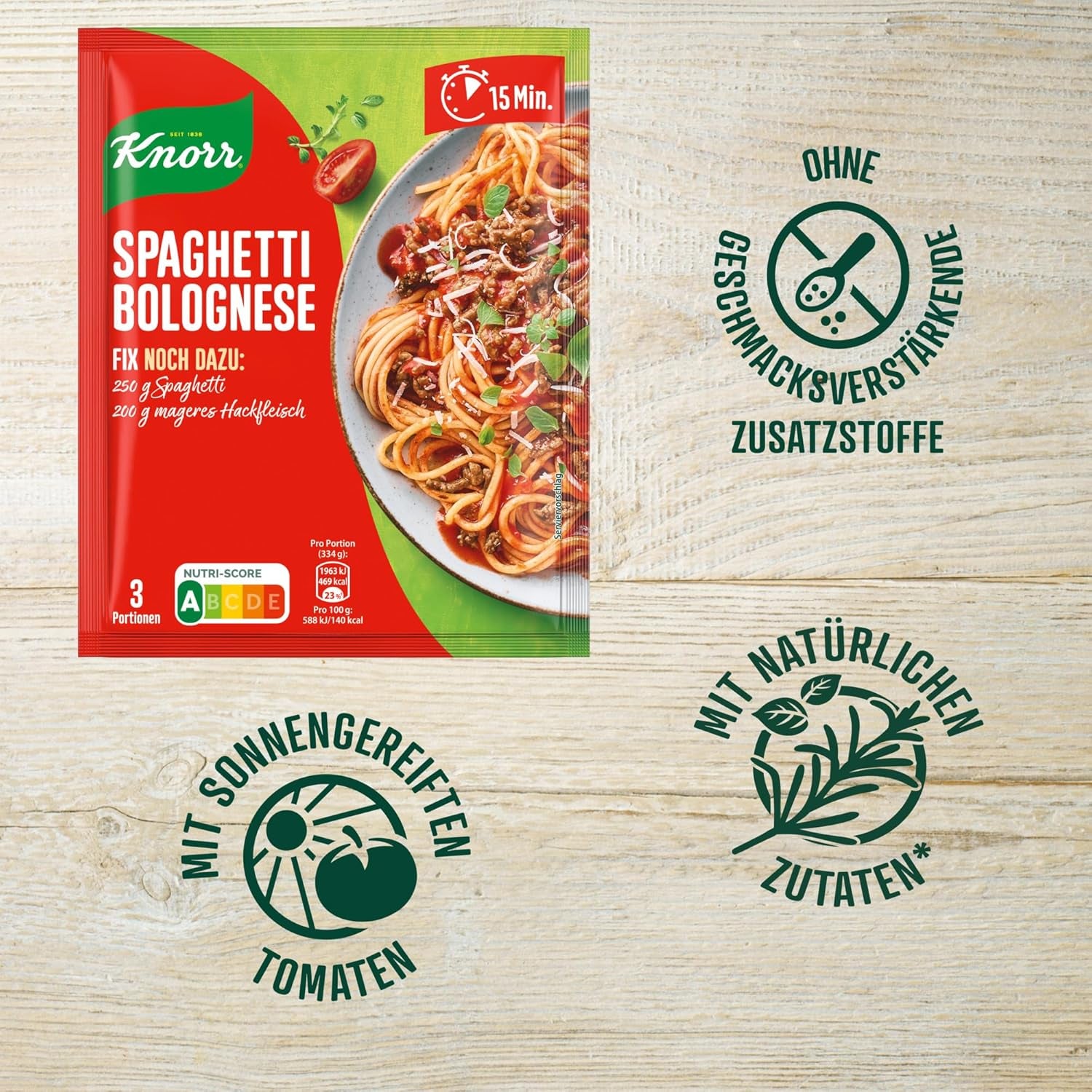 Knorr Fix Würzmischung Spaghetti Bolognese til en lækker nudelret med naturlige ingredienser 40 g