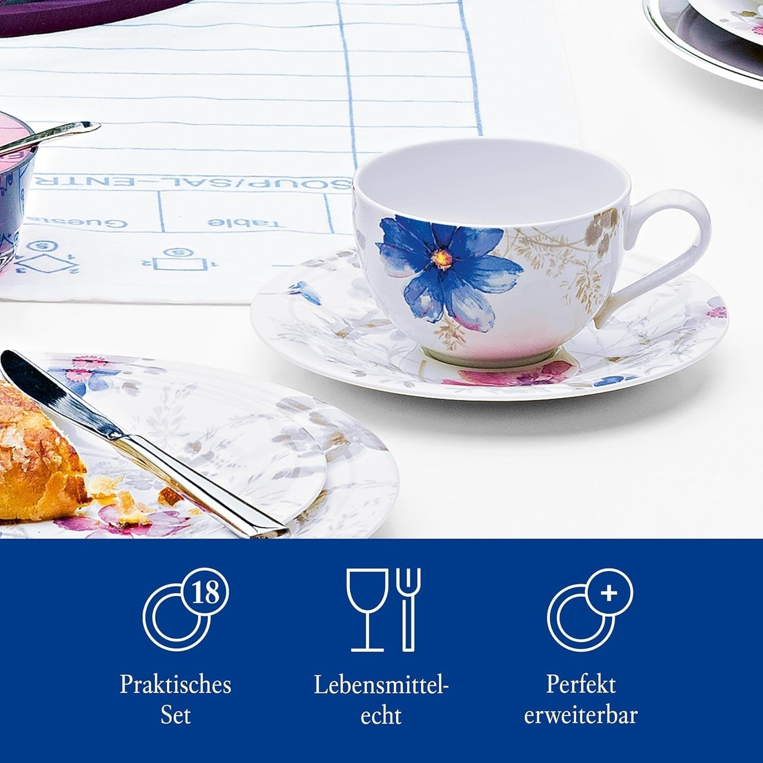 Villeroy & Boch - Mariefleur Gris Set de cafea sau mic dejun din porțelan premium Seturi vesela masa Naty Shop