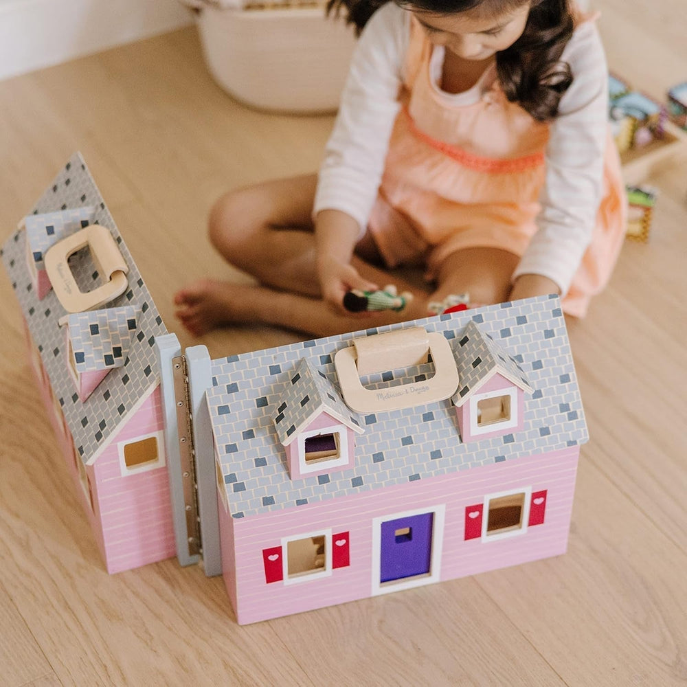 Casa de păpuși Melissa & Doug de pliat și luat cu tine | Casă de păpuși și păpuși | Playsets | 3+ | Cadou pentru băieți sau fete Casute de papusi Naty Shop