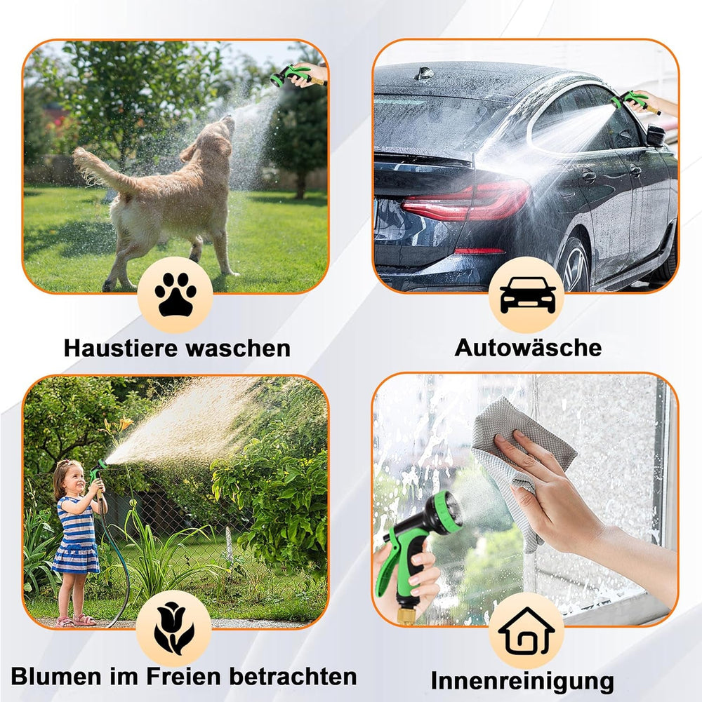 Furtun de grădină extensibil de 45 m, furtun de apă flexibil și retractabil automat, 10 modele de pulverizare, TPE 2500D, conectori metalici, pentru grădini foarte mari, agricultură, curățenie