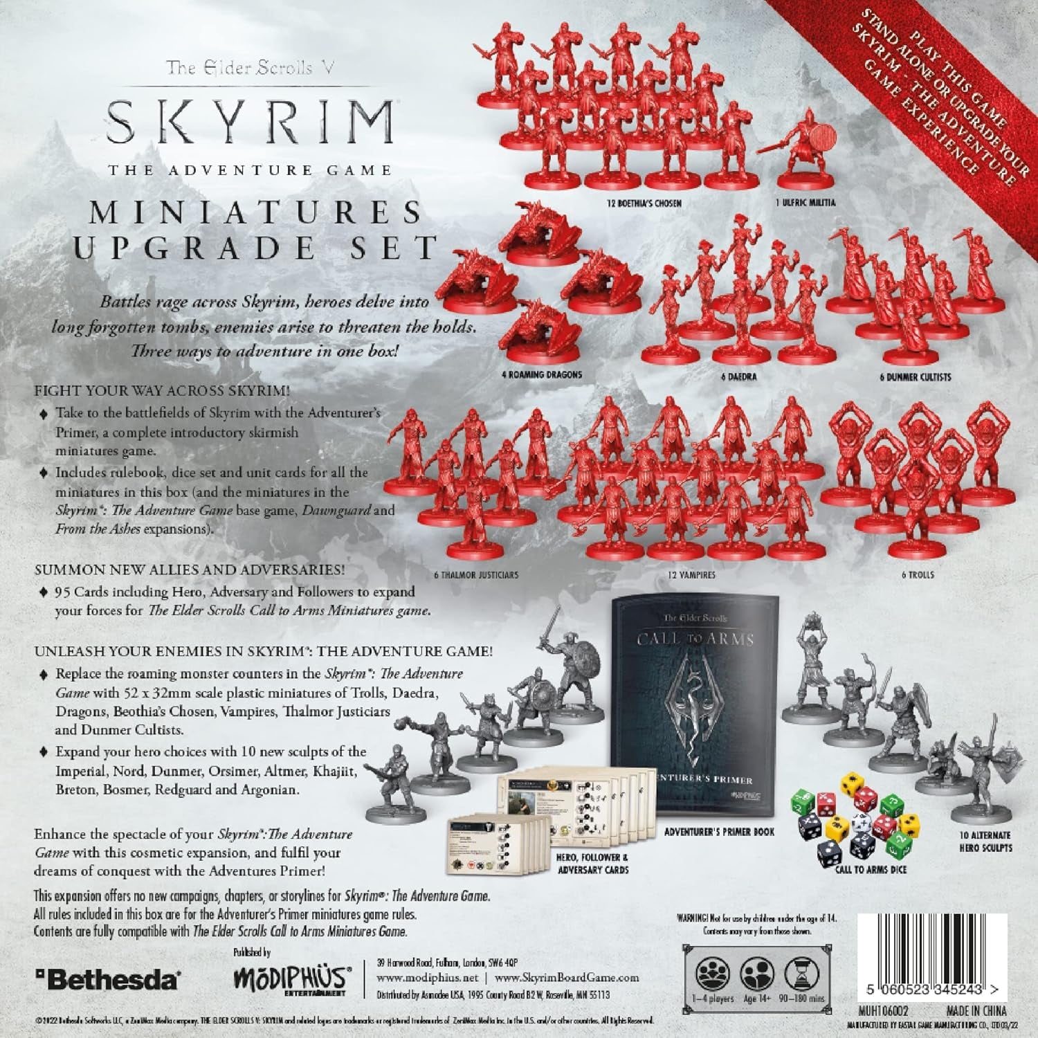 Modiphius The Elder Scrolls: Skyrim – Eventyrbrætspil – Opgrader miniaturesæt | Brætspil | Alder 14+ | 1-4 spillere | Spilletid 60-120 minutter, Grå, Rød