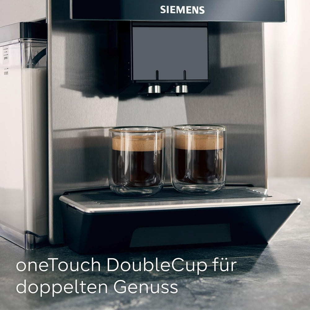 Espressor automat Siemens EQ900 TQ903D03, control prin aplicație, afișaj tactil intuitiv, mod barista, AromaBoost, reducere a zgomotului, râșniță premium, curățare automată cu abur, 1500 W, oțel inoxidabil