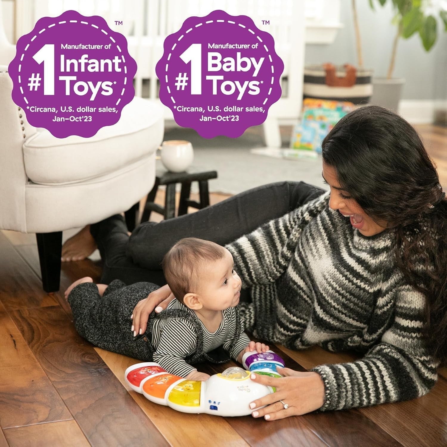 Baby Einstein, Glow & Discover Light Bar, jucărie pentru bebeluși cu lumini, melodii și zornăitor, 3 moduri: animale, culori, xilofon - 3 limbi, cub muzical pentru bebeluși și copii de 3 luni și peste Jucarii Bebe Naty Shop