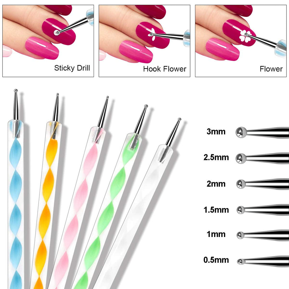 URAQT 20 Stück Nagel Pinsel Set, Nageldesign-Stifte Brush, Acryl Nagel Kunst Pinsel, Nagelbürste Professionell Malerei Pen Für Gelnägel Uv-Gel Nageldesign Nail Art