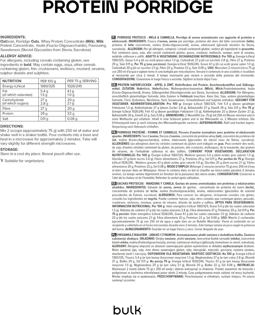 Komplet proteinhavre, højproteinhavre, valle, fiberrigt, proteingrød, æblekanel, 2,5 kg